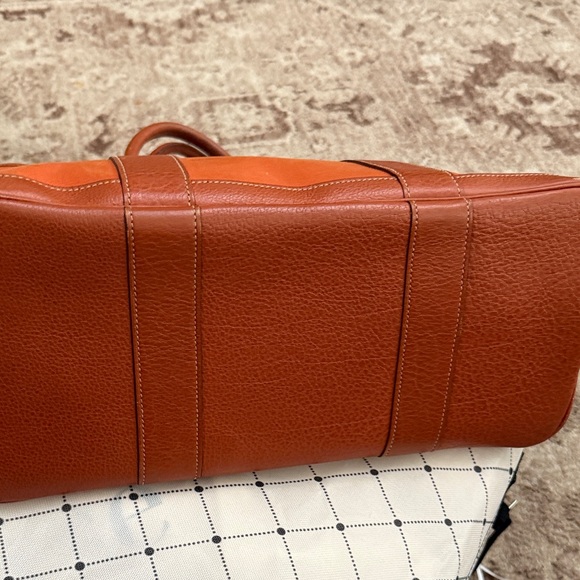 Pre owned Hermes Orange Garden Party MM tote with Hermes silk twilly - Picture 6 of 16